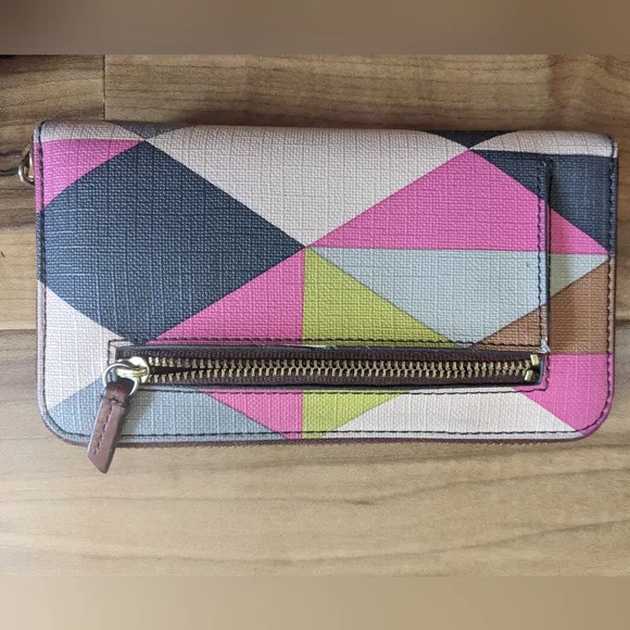 Fossil Zip Wallet Clutch - Colorblock Geometric Pattern - Picture 6 of 11